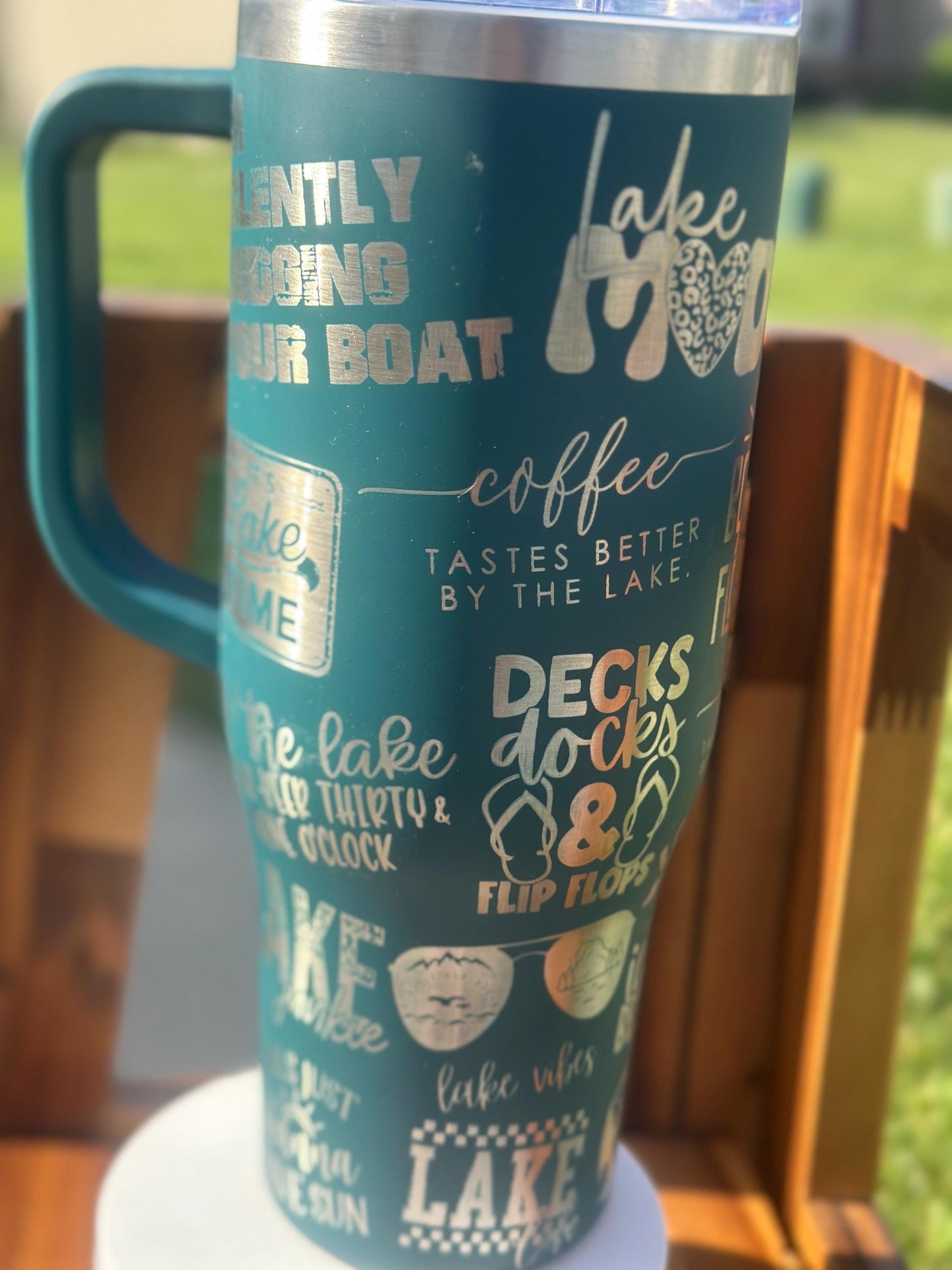 Lake Life Tumbler Laser Engraved | Boatjng Tumbler, Dockside Coffee Mug, Summer Tumbler, Fishing Gift, Lakehouse Decor, Flip Flops and Wine