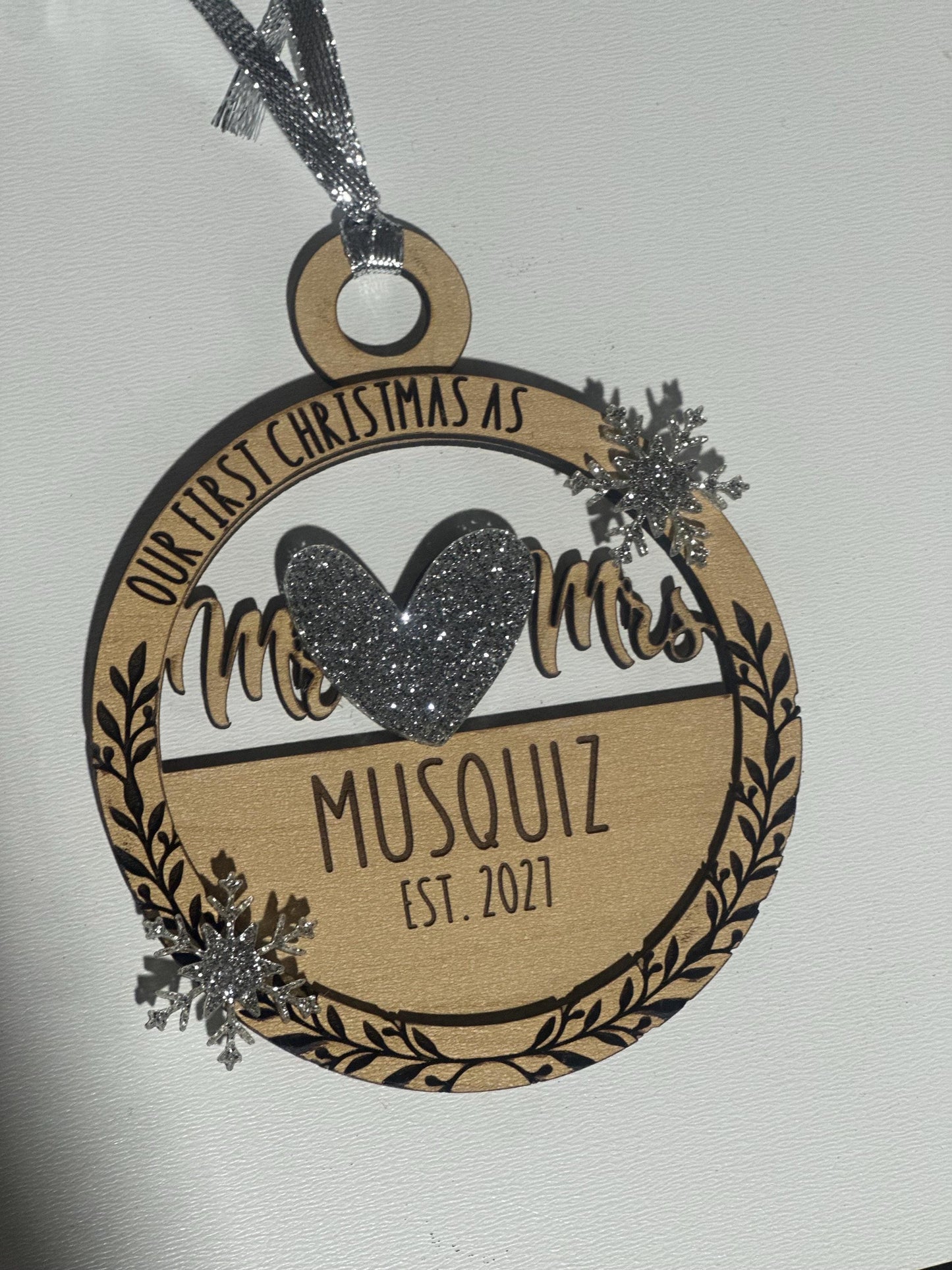 First Christmas Mr & Mrs Ornament | Wedding Gift, Anniversary Gift, Couple Gift, Mr and Mr, Mrs and Mrs, Gift for Her, Holiday Snowflake