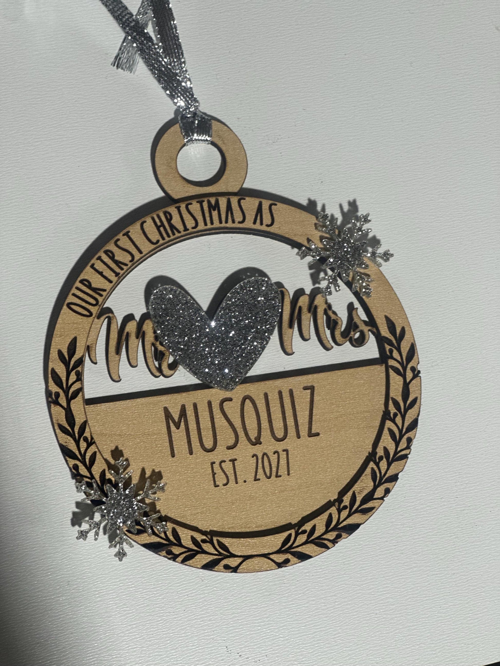First Christmas Mr & Mrs Ornament | Wedding Gift, Anniversary Gift, Couple Gift, Mr and Mr, Mrs and Mrs, Gift for Her, Holiday Snowflake