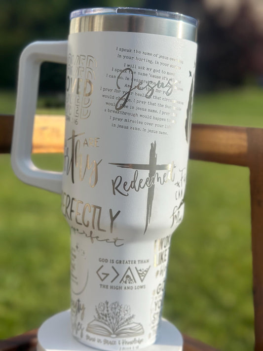Women of Faith Bible Verses 40oz Tumbler | Christian Girl Gifts, Teen Girl Gift, Graduation Gift, Baptism Gift, Gift for Her, Scripture Cup