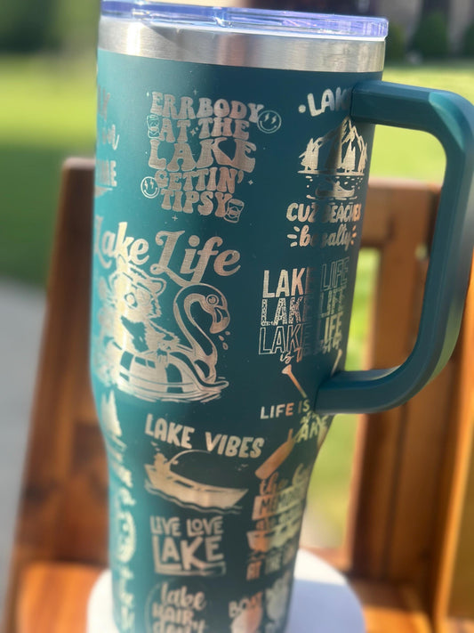 Lake Life Tumbler Laser Engraved | Boatjng Tumbler, Dockside Coffee Mug, Summer Tumbler, Fishing Gift, Lakehouse Decor, Flip Flops and Wine
