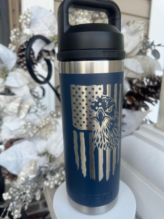 America Patriotic Tumbler or Water Bottle | Graduation Gift | Father's Day Gift | Veteran Gift | Military Retirement Gift | Promotion Gift