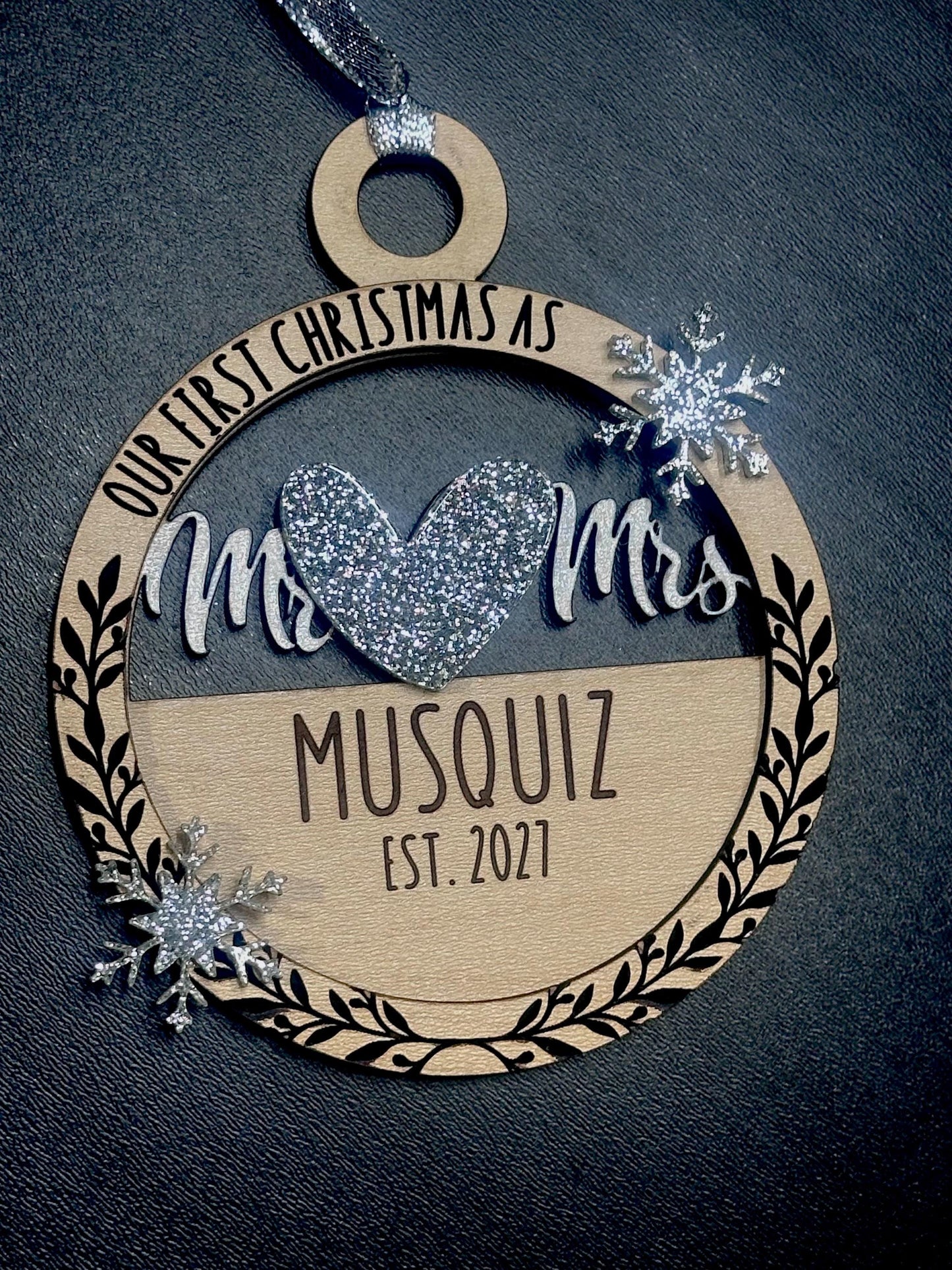 First Christmas Mr & Mrs Ornament | Wedding Gift, Anniversary Gift, Couple Gift, Mr and Mr, Mrs and Mrs, Gift for Her, Holiday Snowflake