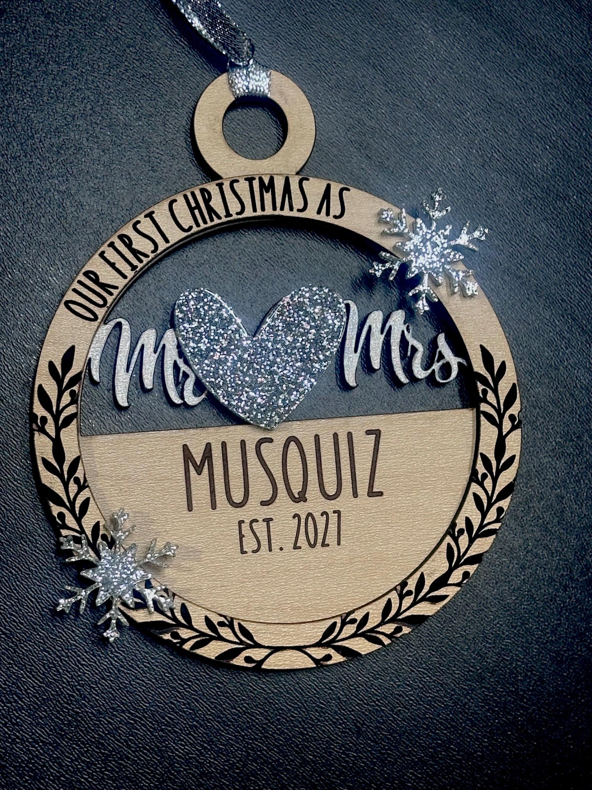 First Christmas Mr & Mrs Ornament | Wedding Gift, Anniversary Gift, Couple Gift, Mr and Mr, Mrs and Mrs, Gift for Her, Holiday Snowflake
