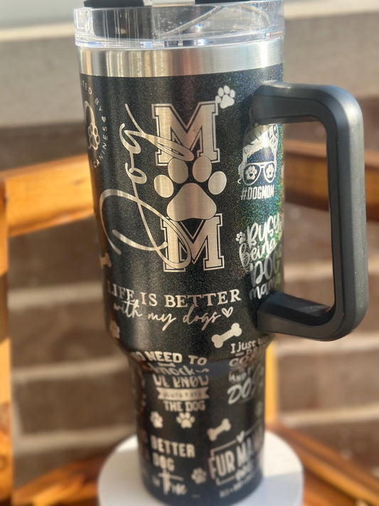 Dog Mom 40 oz Tumbler Laser Engraved | FREE SHIPPING | Dog Lover Gift | Pet Rescue Gift | Animal Shelter Volunteer Gift | FREE Shipping