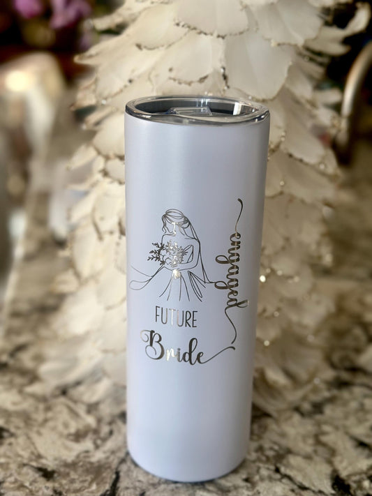 Future Bride 20oz Tumbler – Elegant Line Art, Bridal Gift, Engagement Present, Personalized, Bachelorette Gift, Mr & Mrs | FREE SHIPPING