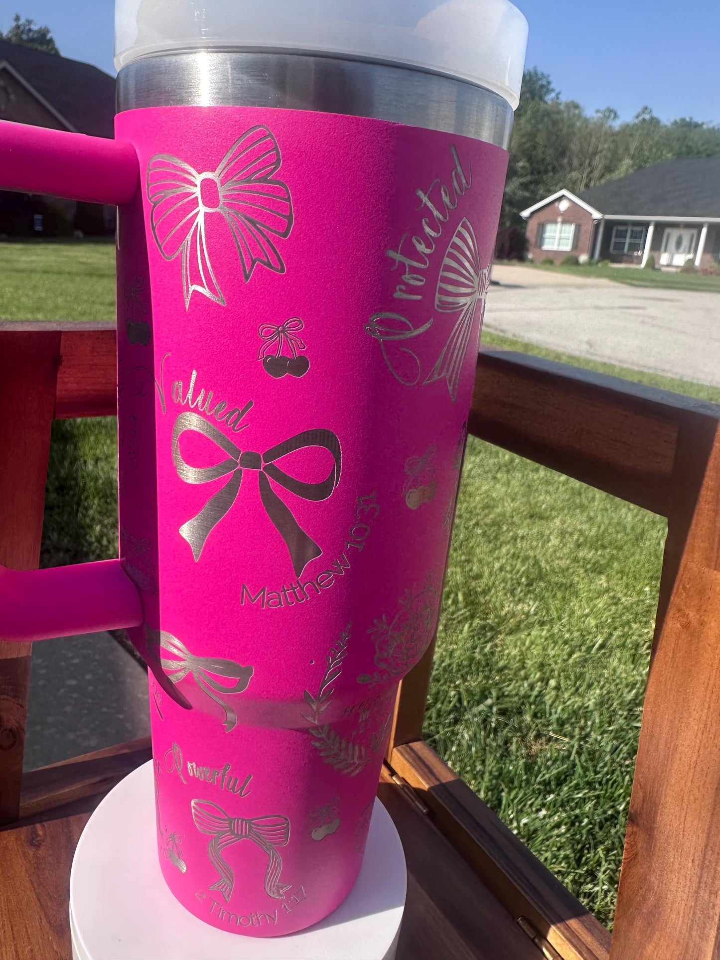 Coquette Bows Laser Engraved | Boatjng Tumbler, Dockside Coffee Mug, Summer Tumbler, Fishing Gift, Lakehouse Decor, Flip Flops and Wine