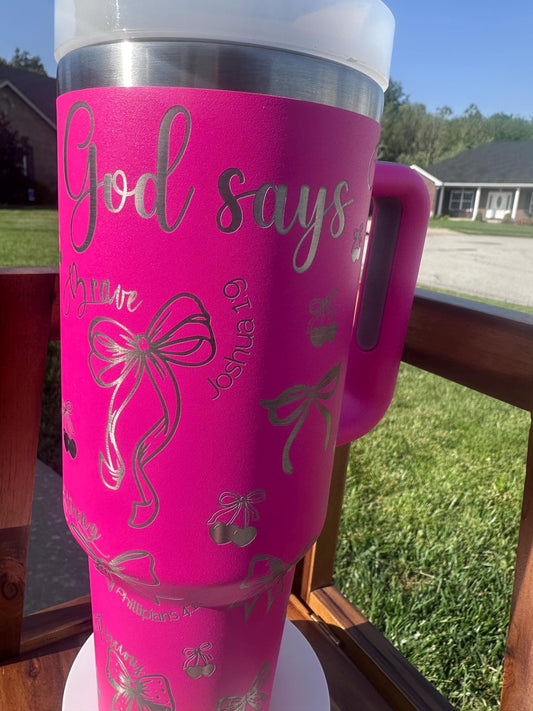 Coquette Bows Laser Engraved | Boatjng Tumbler, Dockside Coffee Mug, Summer Tumbler, Fishing Gift, Lakehouse Decor, Flip Flops and Wine