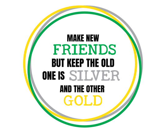 EDITABLE GS Make New Friends Silver Gold Circles SVG PNG JPG PDF - 8x10 - Cricut - Sublimation - Print -  Laser