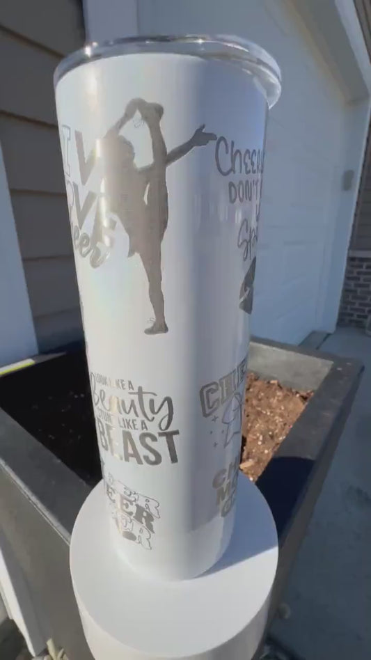 Varsity Cheer 20oz Tumbler | Competitive School Cheer | Laser Engraved | FREE SHIPPING