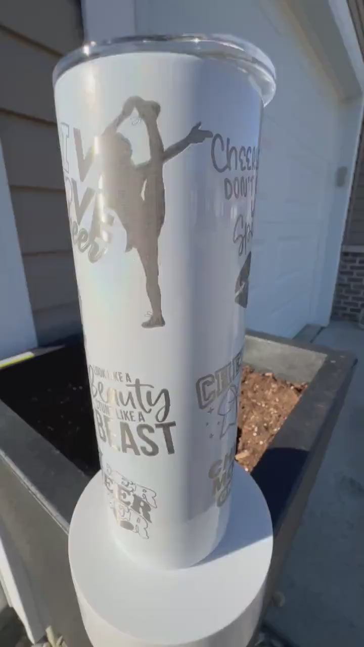 Varsity Cheer 20oz Tumbler | Competitive School Cheer | Laser Engraved | FREE SHIPPING
