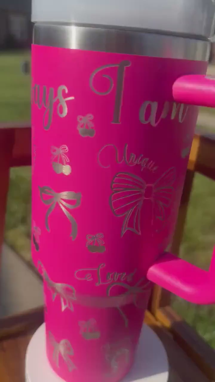 Coquette Bows Laser Engraved | Boatjng Tumbler, Dockside Coffee Mug, Summer Tumbler, Fishing Gift, Lakehouse Decor, Flip Flops and Wine